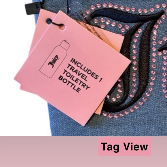 Juicy Couture Blue Denim Cosmetics Bag w/ Bonus Travel Bottle - Picture 11 of 12